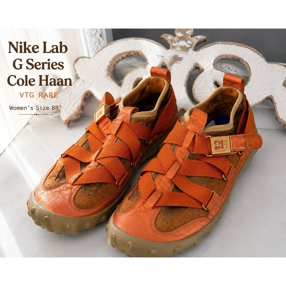 Cole Haan G Series Mens NikeLab Driving Sneaker Size 8 Orange Fisherman Shoe